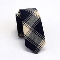 Black & Tan Plaid Cotton Skinny Tie